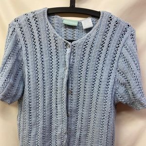 220 Hickory Blue / Powder Blue short sweater / shrug with buttons Sz: M